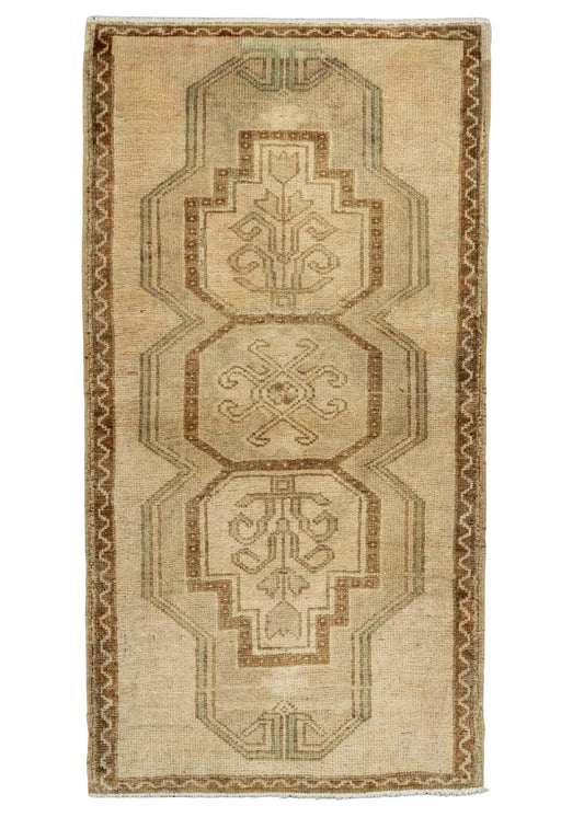 Turkish Mini Rug Oriental Hand Knotted Vintage Rug  1'8" x  3'2" #22129
