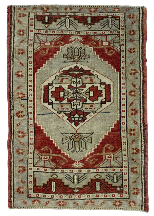Turkish Mini Rug Oriental Hand Knotted Vintage Rug 1'10" x 2'8" #16294
