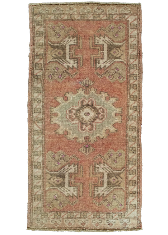 Turkish Mini Rug Oriental Hand Knotted Vintage Rug 1'8" x 3'4" #16577