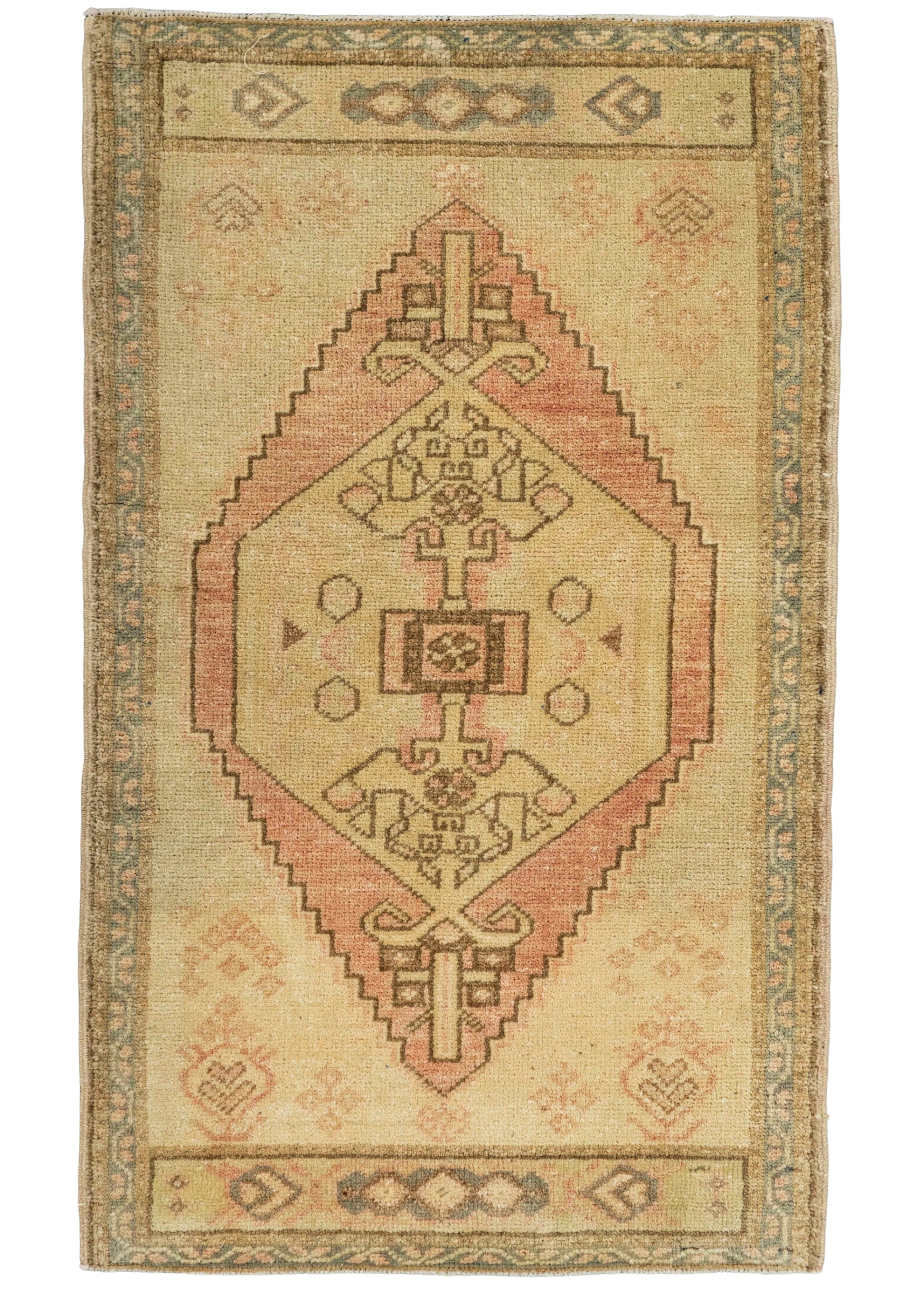 Turkish Mini Rug Oriental Hand Knotted Vintage Rug  1'10" x  3' #22018