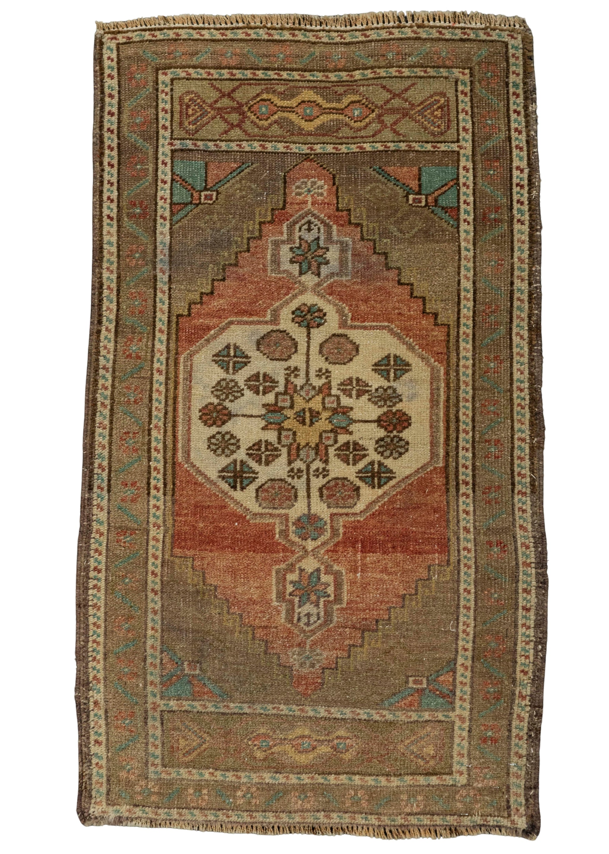 Turkish Mini Rug Oriental Hand Knotted Vintage Rug 1'11" x 3'3" #21196