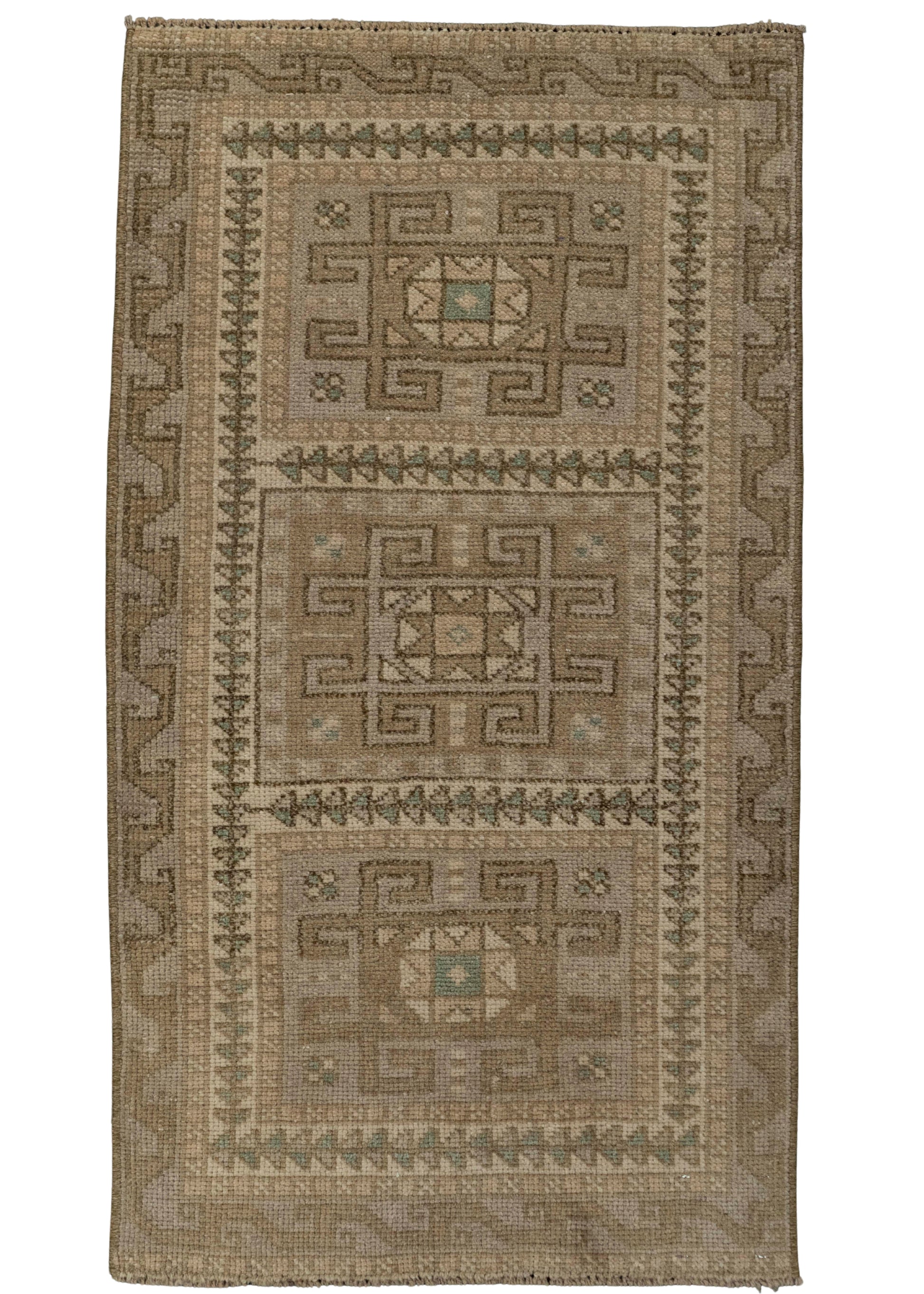Turkish Mini Rug Oriental Hand Knotted Vintage Rug 1'10" x 3'3" #21049
