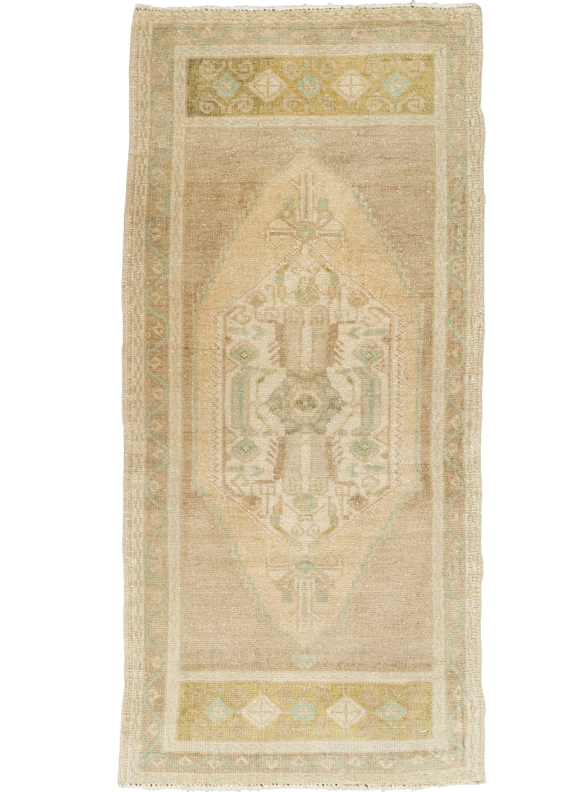 Turkish Mini Rug Oriental Hand Knotted Vintage Rug 1'8" x 3'7" #21036