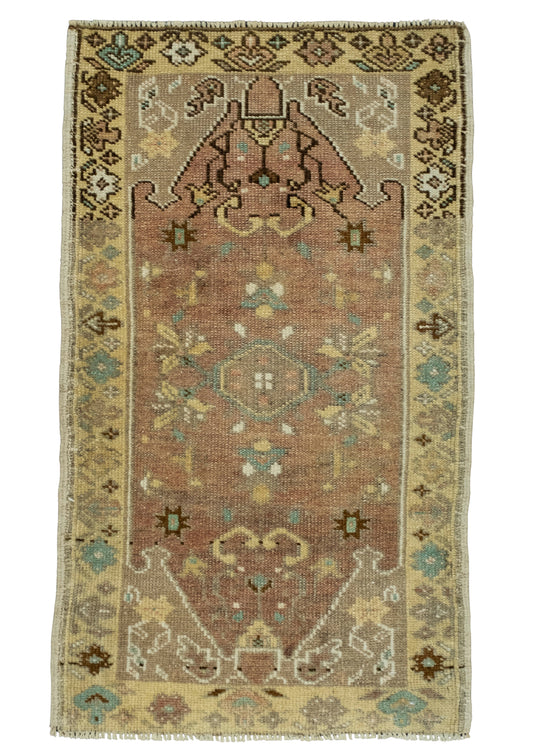 Turkish Mini Rug Oriental Hand Knotted Vintage Rug 1'8" x 2'10" #16660