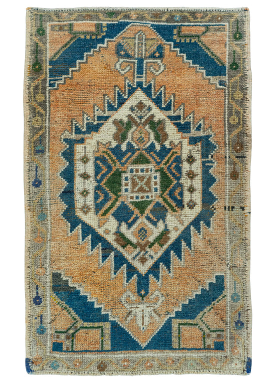 Turkish Mini Rug Oriental Hand Knotted Vintage Rug 1'10" x 2'11" #20747