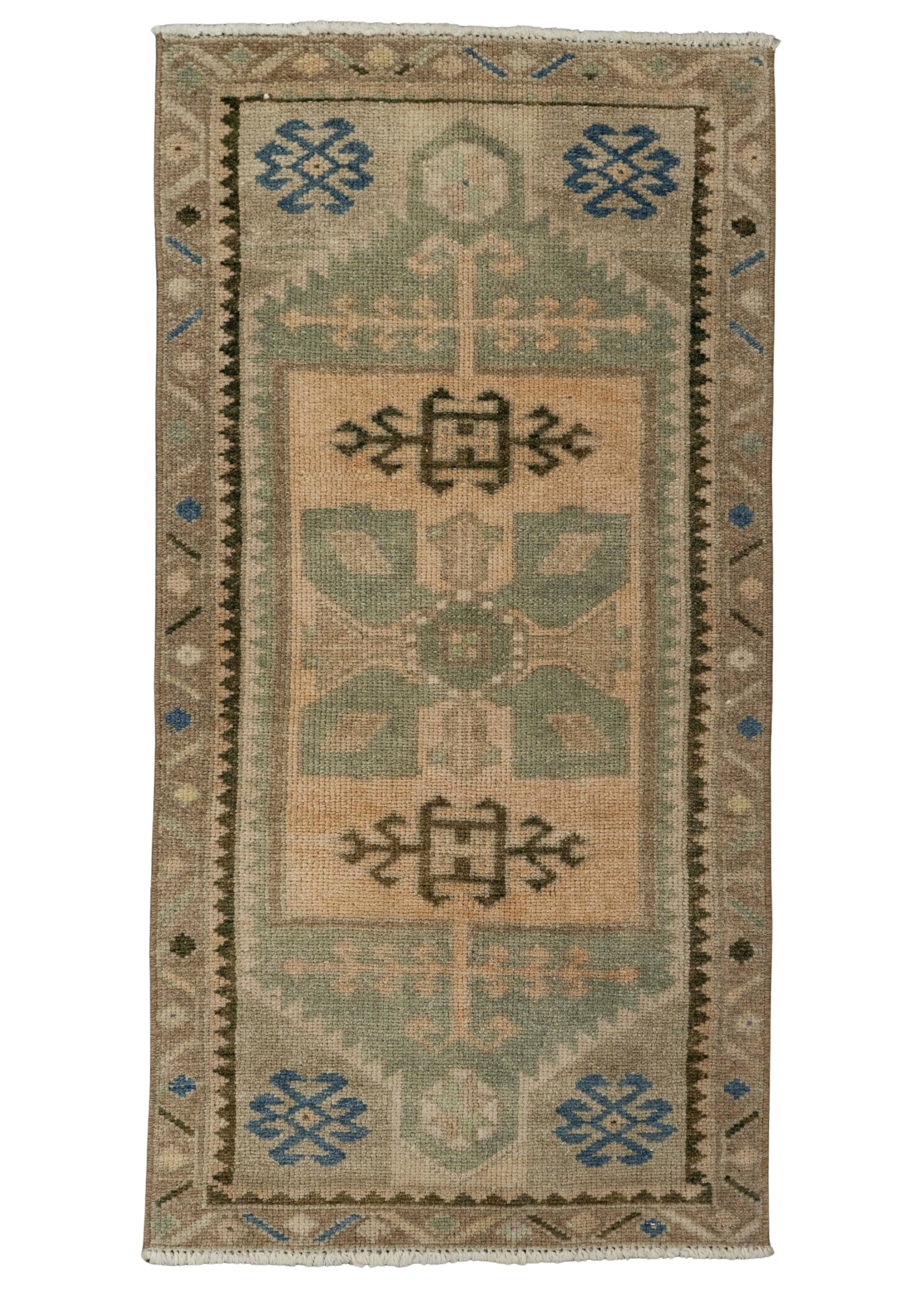 Turkish Mini Rug Oriental Hand Knotted Vintage Rug 1'8" x 3'3" #21102