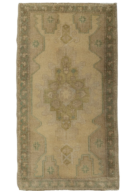 Turkish Mini Rug Oriental Hand Knotted Vintage Rug 1'8" x 3'1" #21083