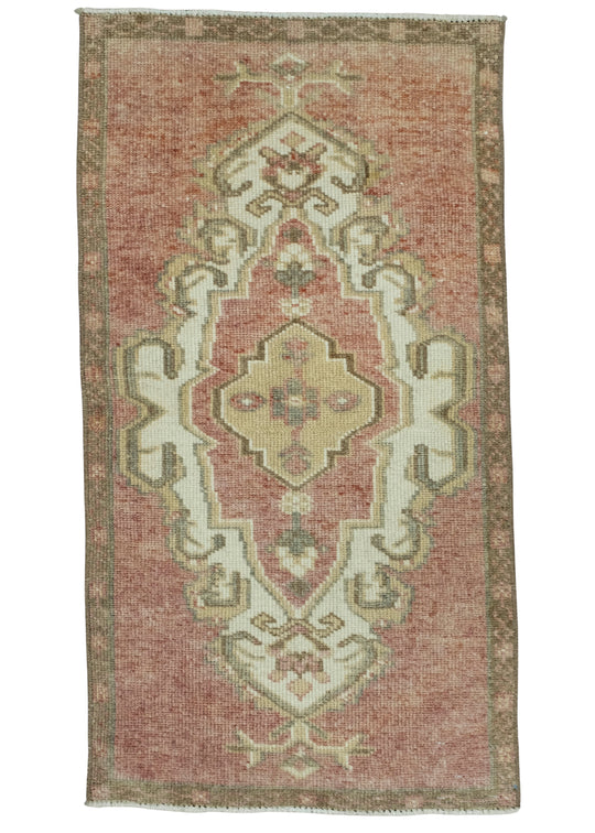 Turkish Mini Rug Oriental Hand Knotted Vintage Rug 1'8" x 3'1" #16667