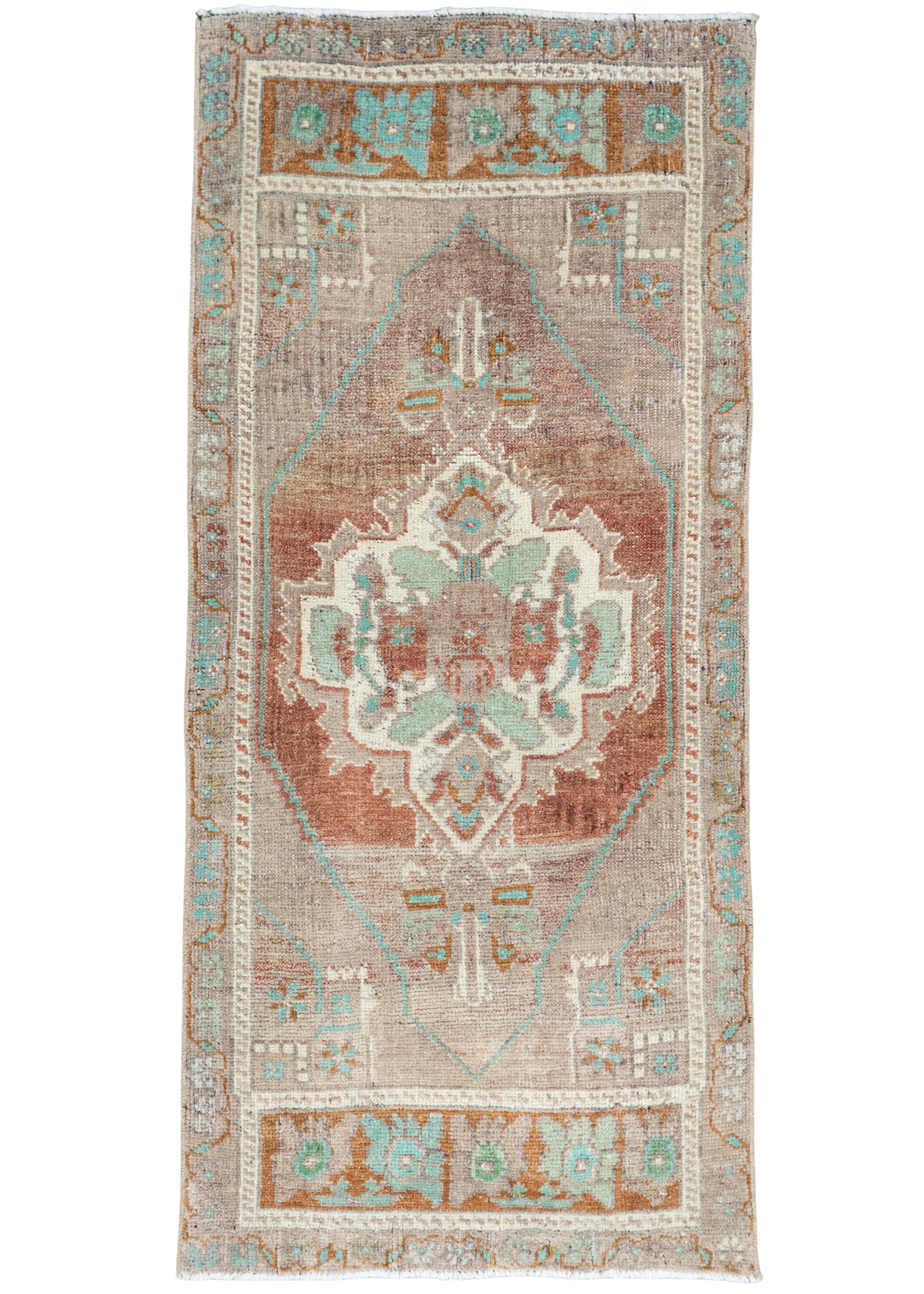 Turkish Mini Rug Oriental Hand Knotted Vintage Rug 1'9" x 4' #16875