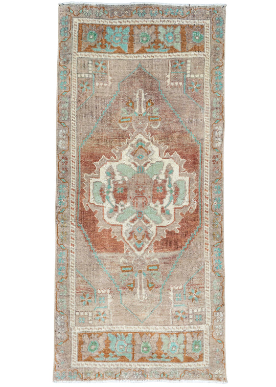 Turkish Mini Rug Oriental Hand Knotted Vintage Rug 1'9" x 4' #16875