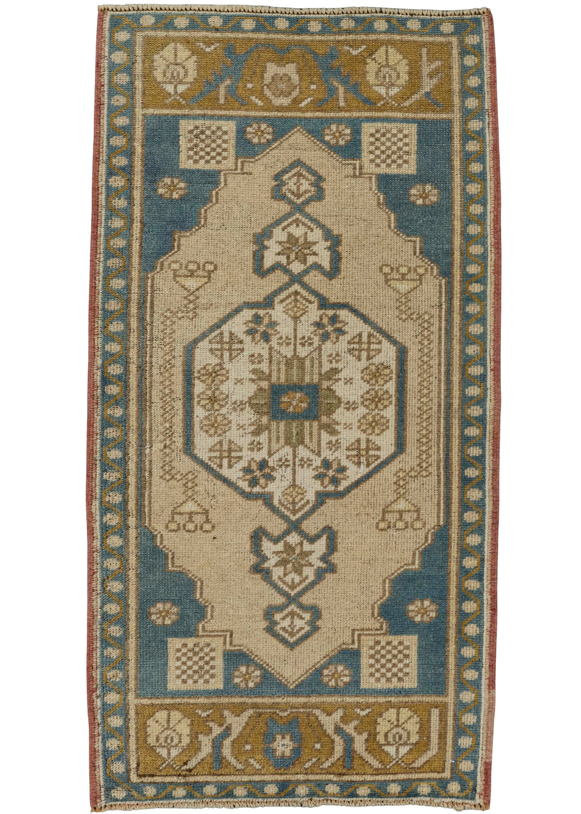 Turkish Mini Rug Oriental Hand Knotted Vintage Rug 1'9" x 3'1" #21139