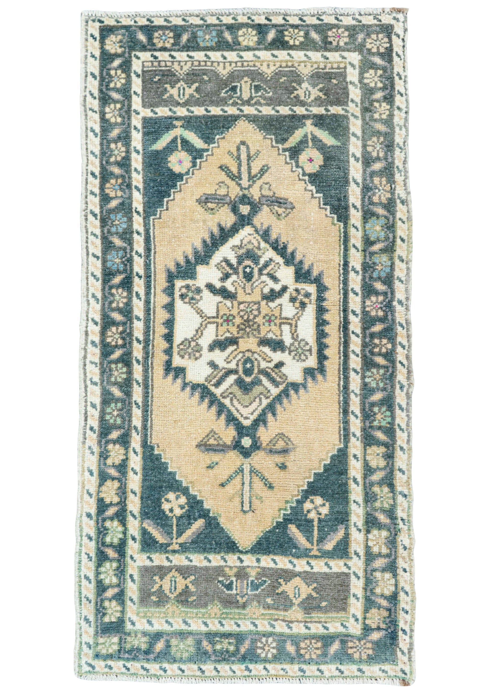 Turkish Mini Rug Oriental Hand Knotted Vintage Rug 1'8" x 3'4" #16891