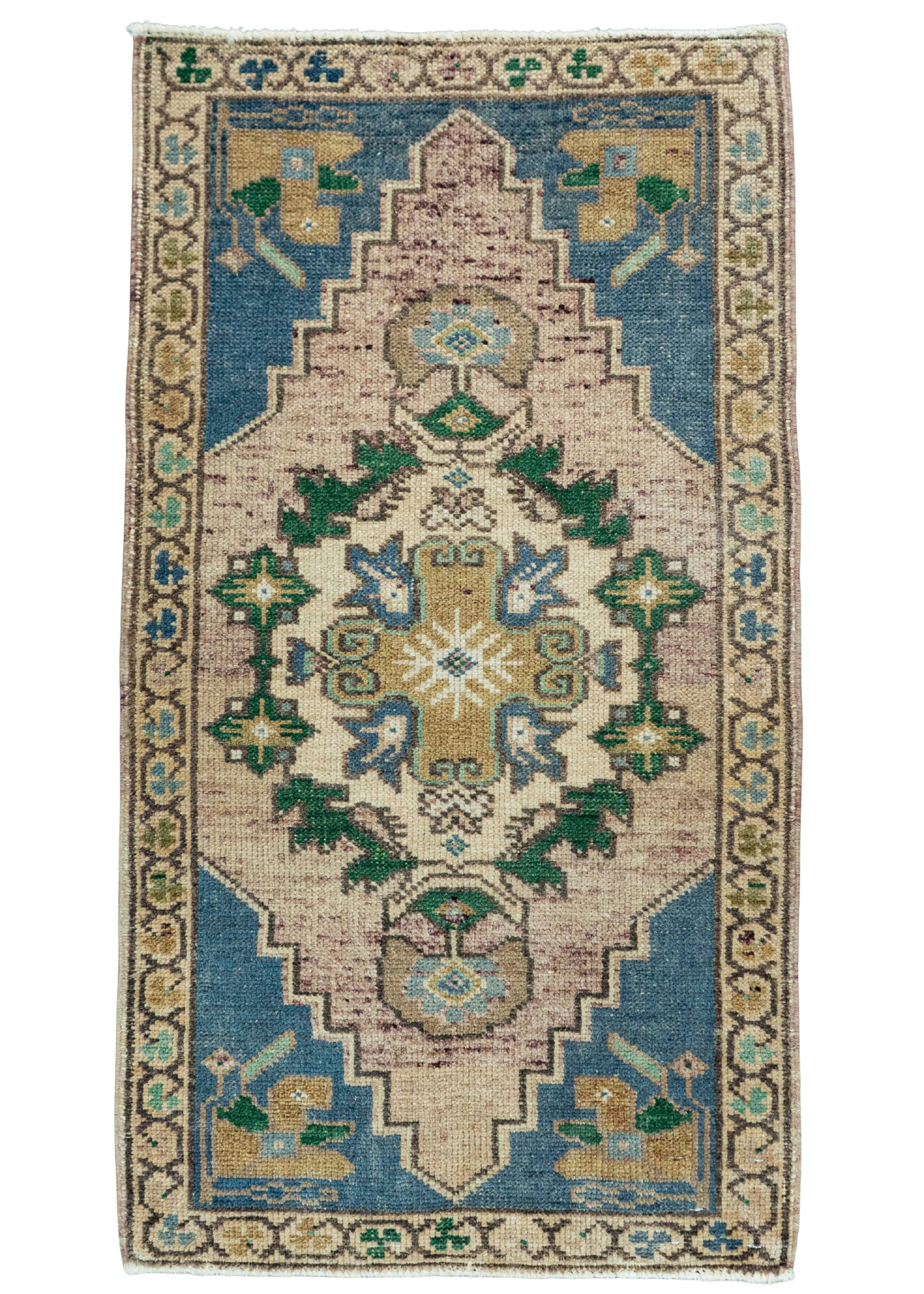 Turkish Mini Rug Oriental Hand Knotted Vintage Rug 1'8" x 3' #20740