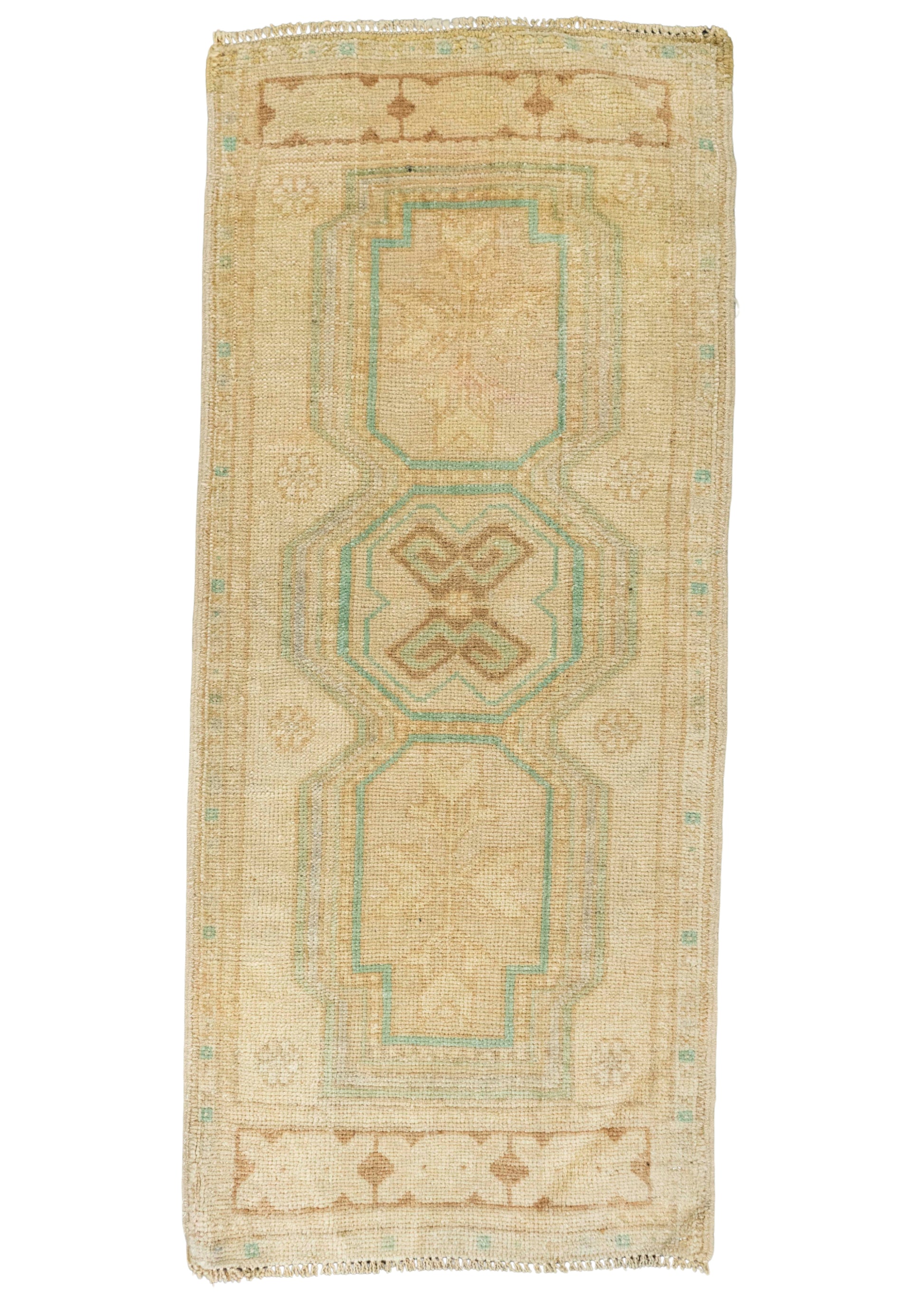Turkish Mini Rug Oriental Hand Knotted Vintage Rug 1'6" x 3'6" #21207