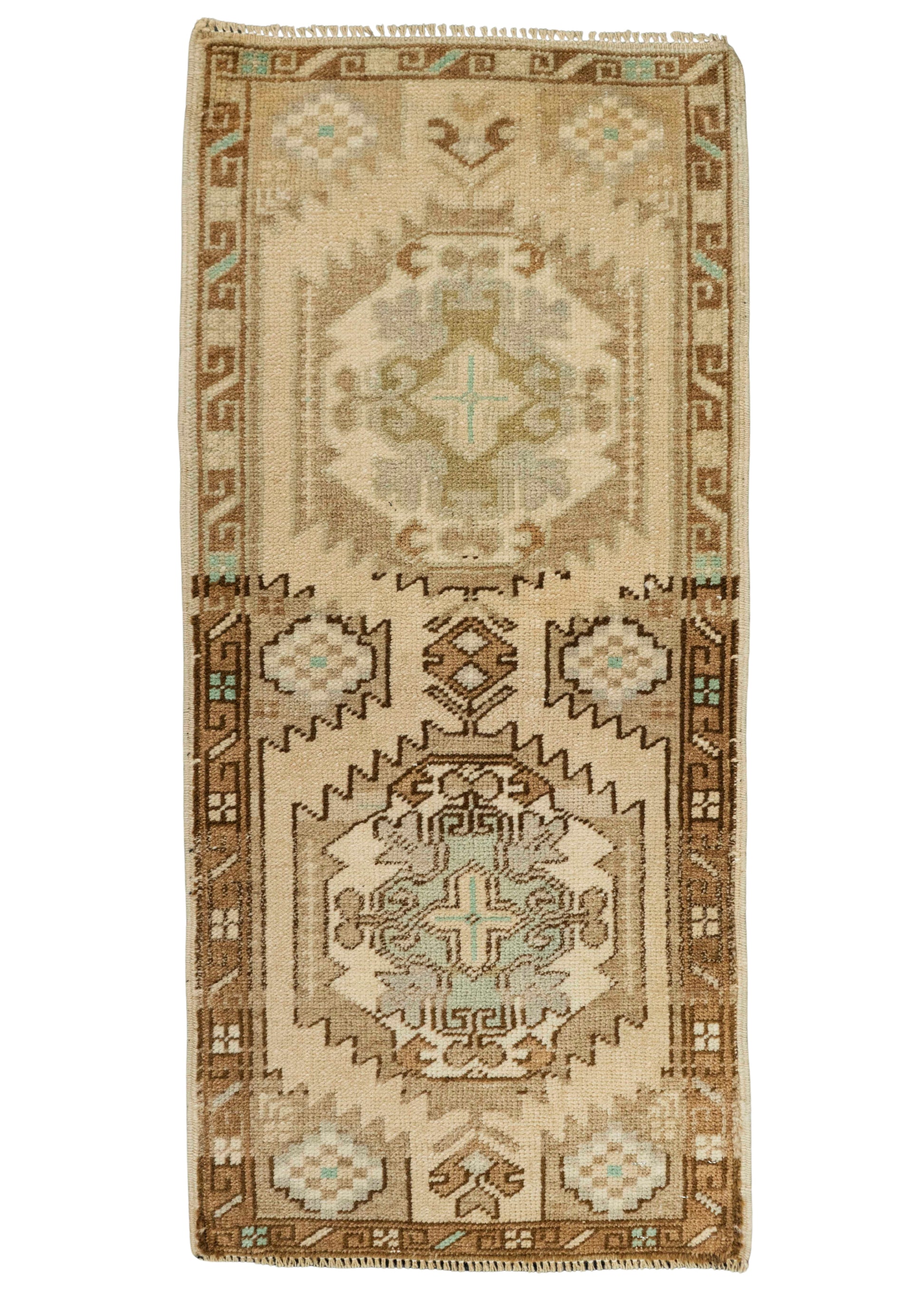 Turkish Mini Rug Oriental Hand Knotted Vintage Rug 1'7" x 3'4" #21256