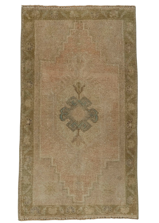 Turkish Mini Rug Oriental Hand Knotted Vintage Rug 1'9" x 3'5" #20622