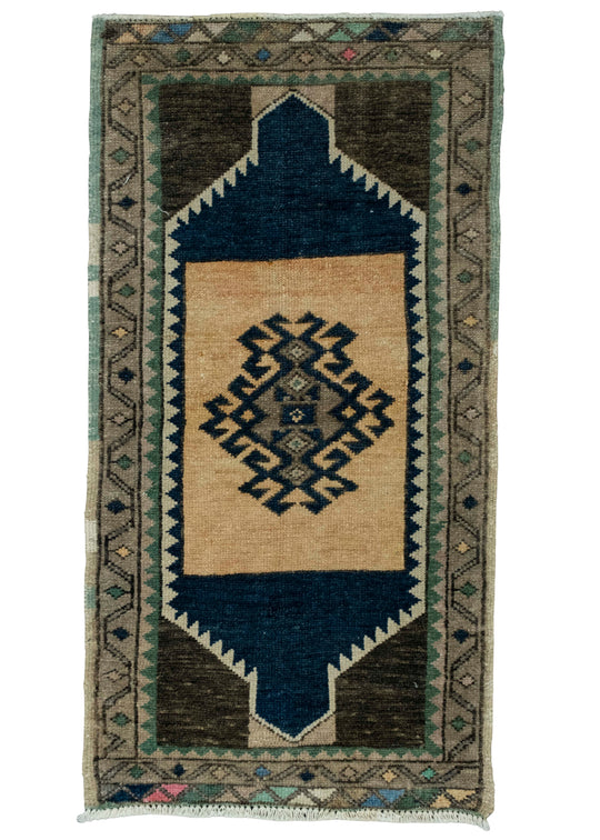 Turkish Mini Rug Oriental Hand Knotted Vintage Rug 1'8" x 3'2" #16219