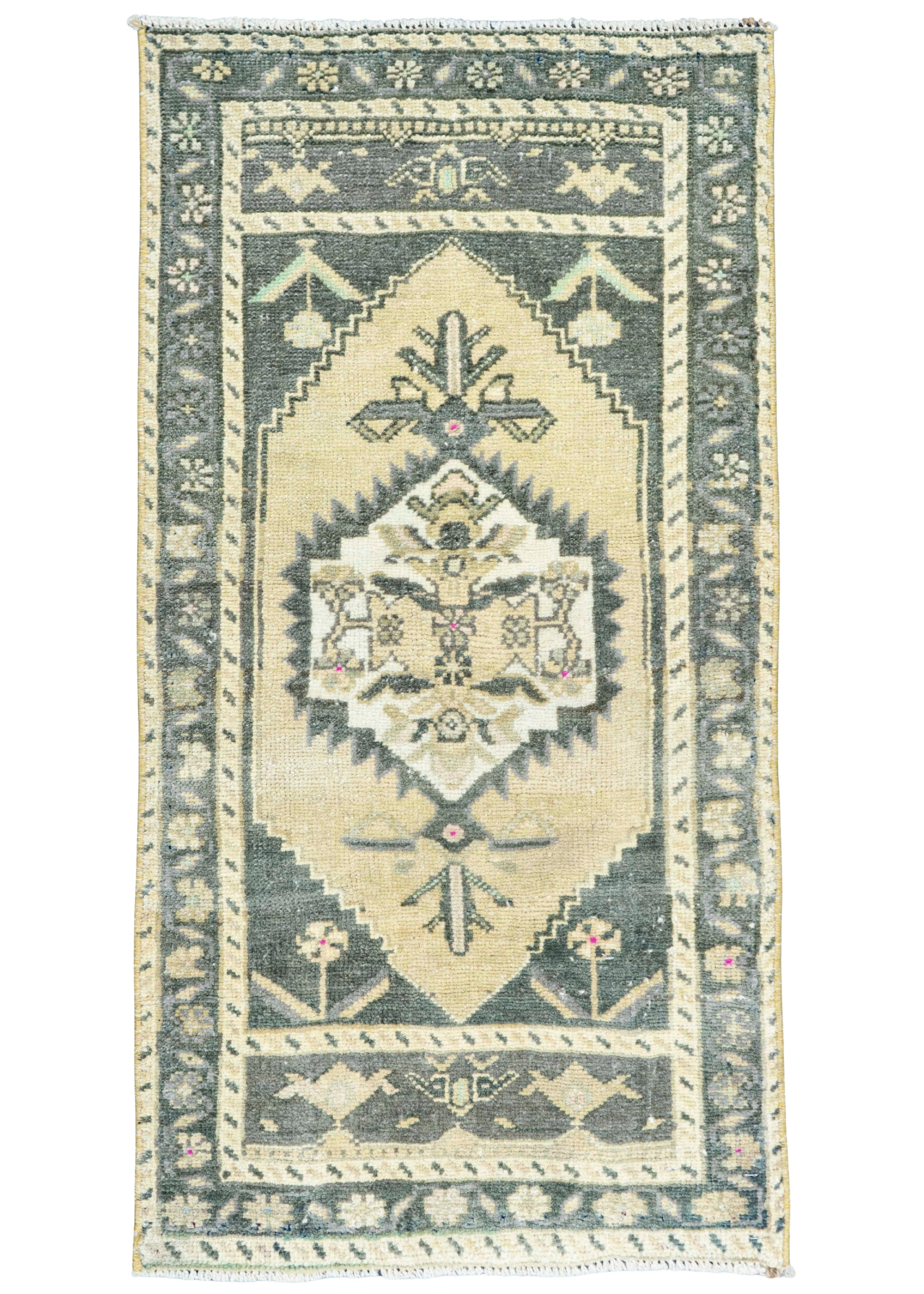 Turkish Mini Rug Oriental Hand Knotted Vintage Rug 1'7" x 3'2" #16878