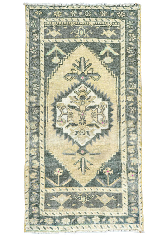 Turkish Mini Rug Oriental Hand Knotted Vintage Rug 1'7" x 3'2" #16878