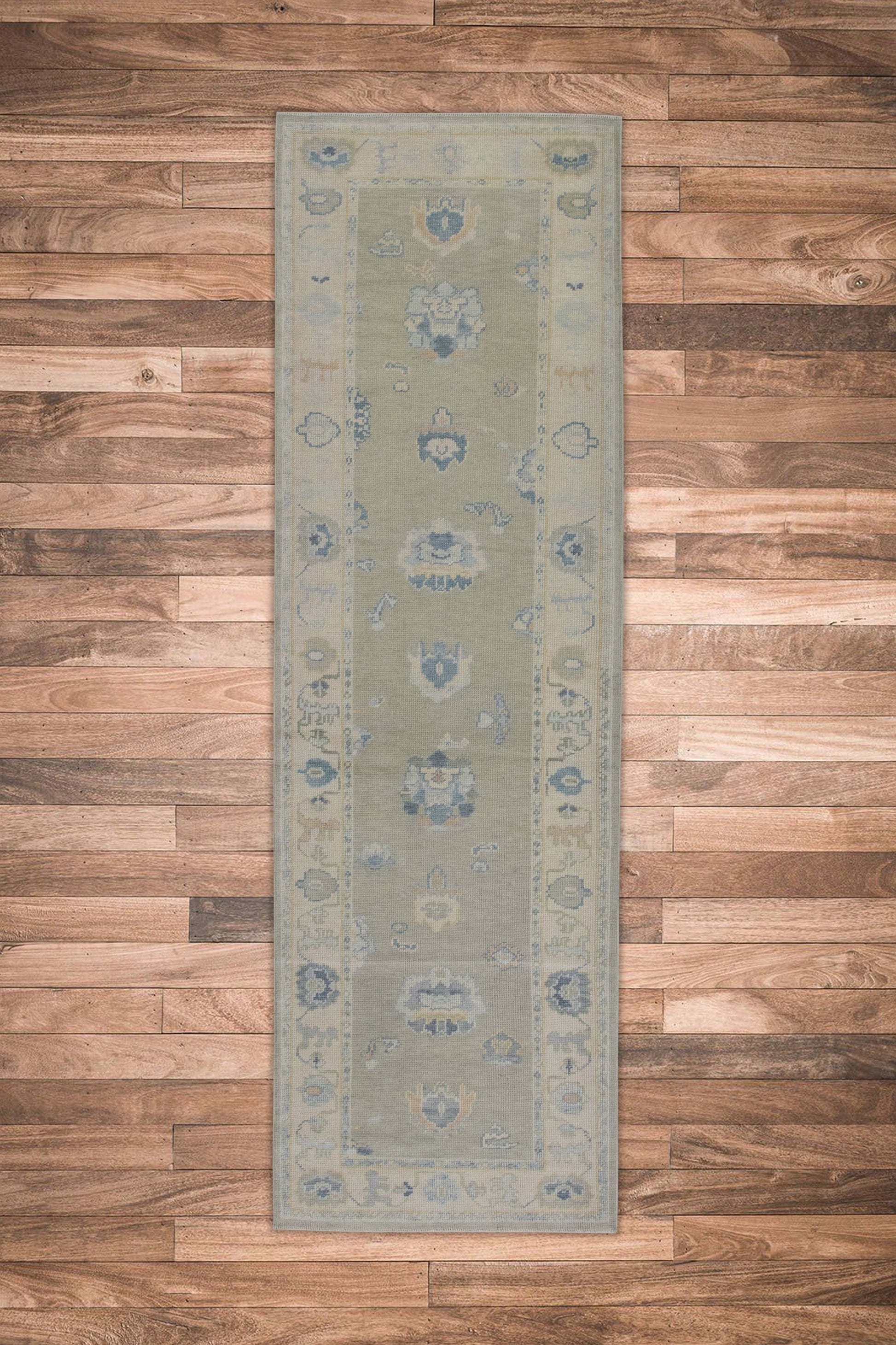 Turkish Oushak Rug 3' x 9'4" #11447