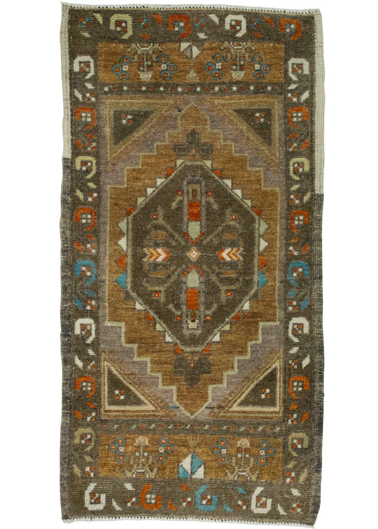 Turkish Mini Rug Oriental Hand Knotted Vintage Rug 1'8" x 3'3" #16384