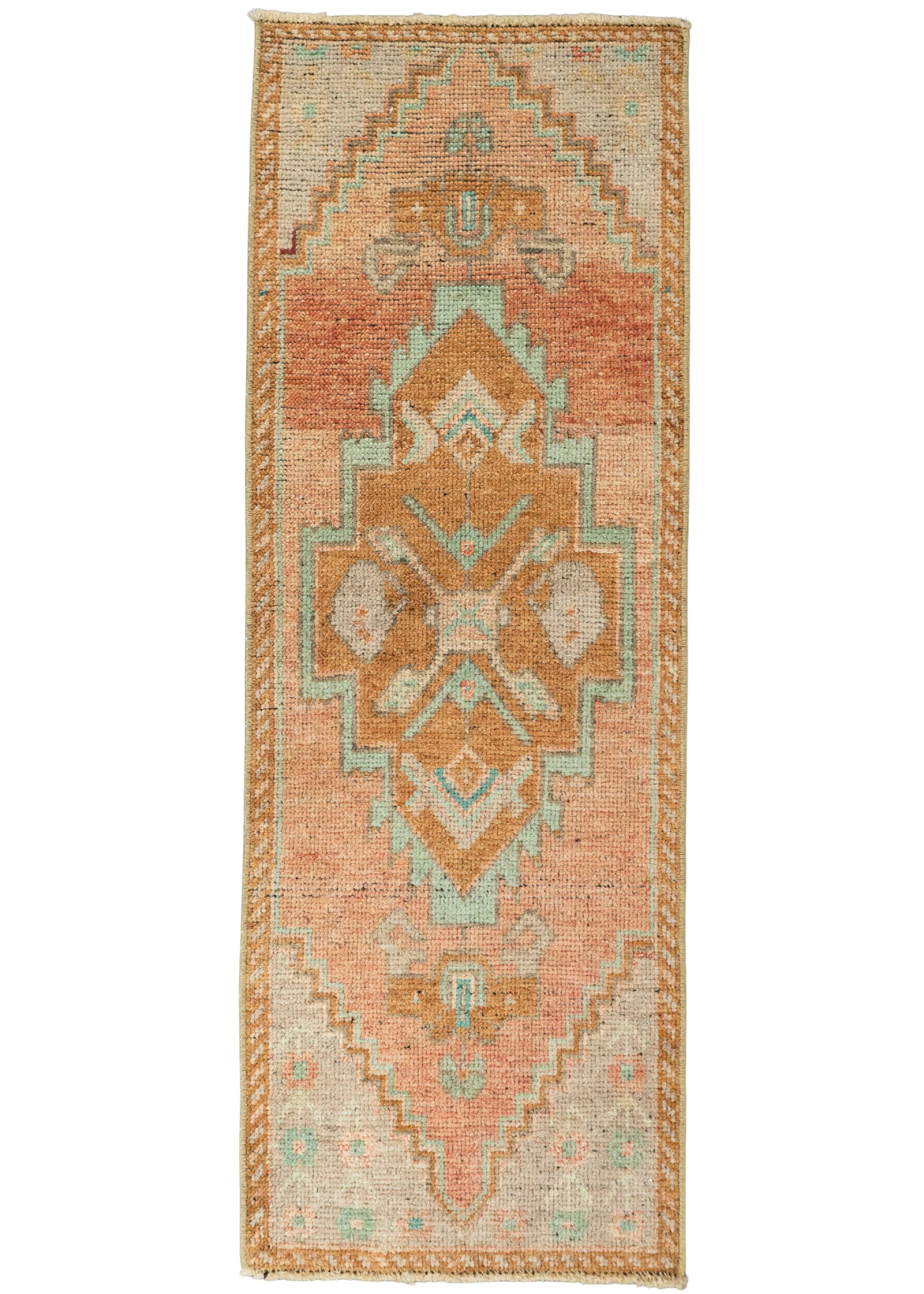 Turkish Mini Rug Oriental Hand Knotted Vintage Rug 1'3" x 3'7" #21295