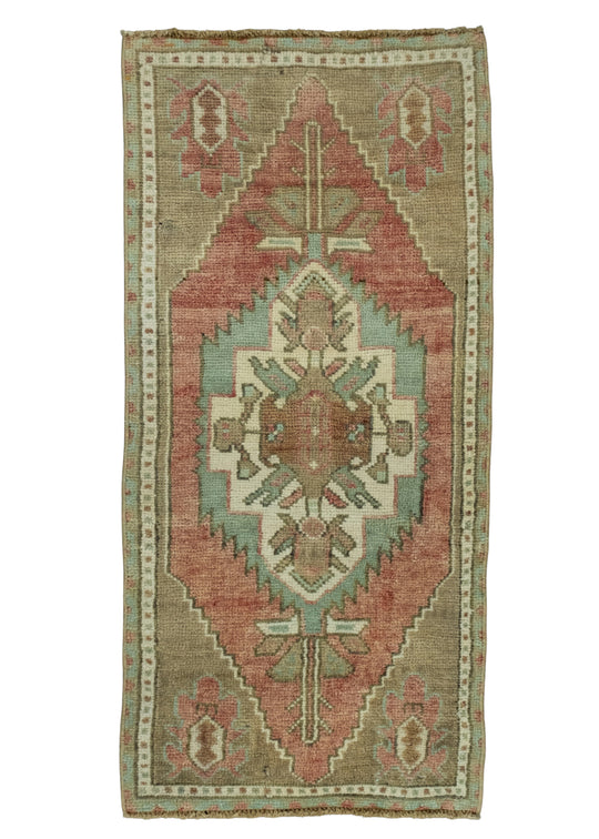 Turkish Mini Rug Oriental Hand Knotted Vintage Rug 1'5" x 3'1" #16684