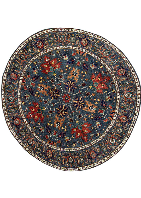 Oriental Hand Knotted Round Rug 7'10" x 7'4" #17855