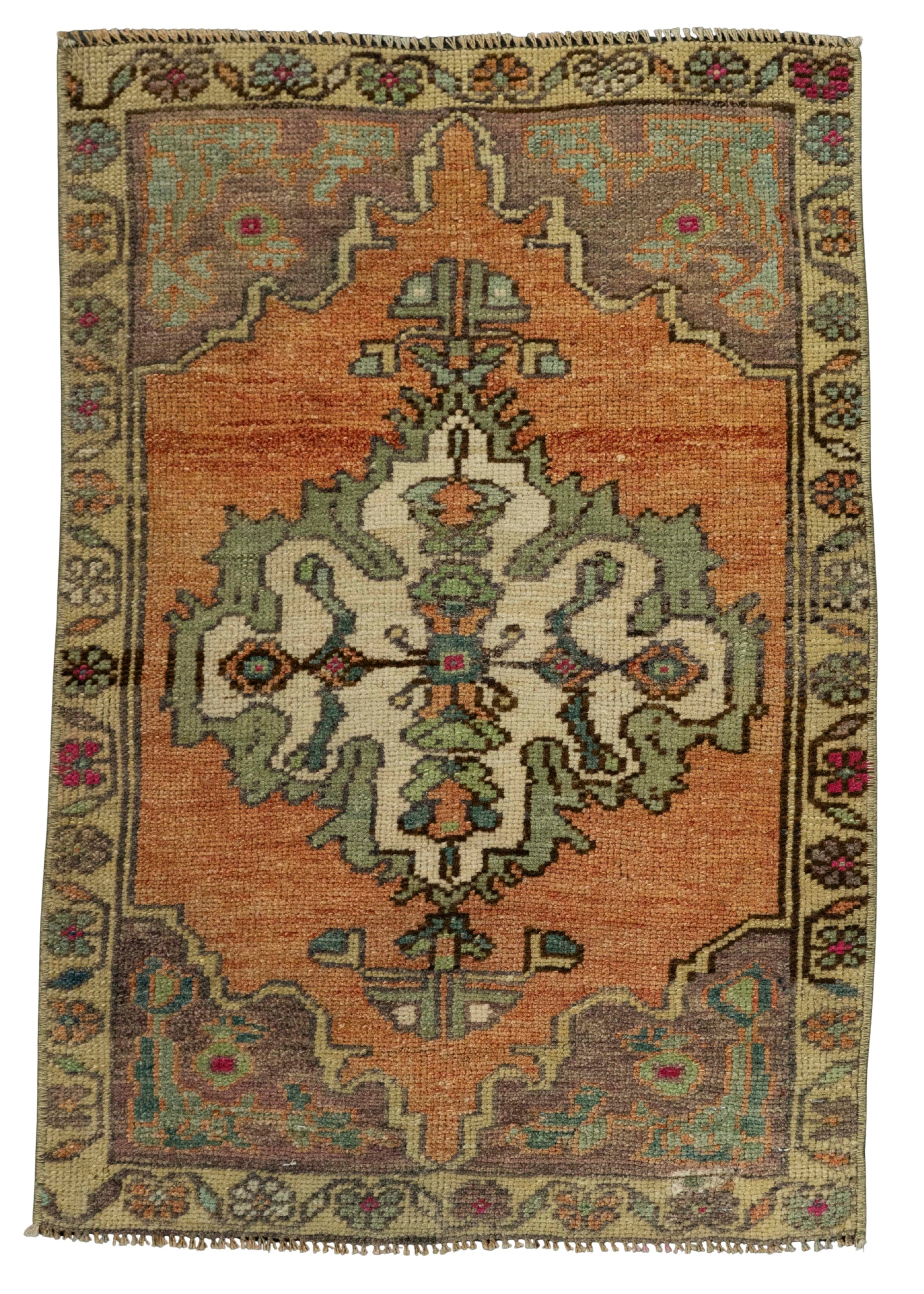Turkish Mini Rug Oriental Hand Knotted Vintage Rug 1'8" x 2'4" #21230