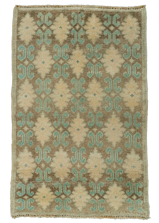 Turkish Mini Rug Oriental Hand Knotted Vintage Rug 2' x 3'2" #20537