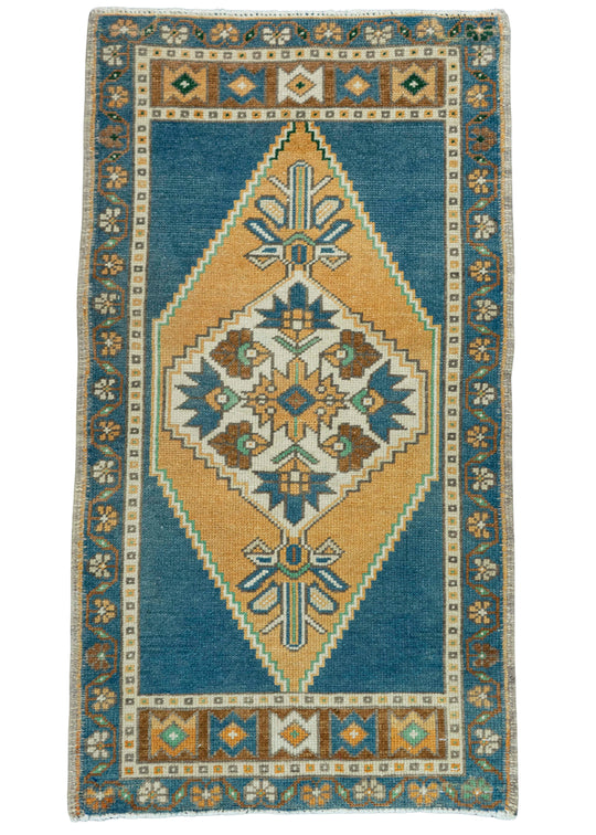 Turkish Mini Rug Oriental Hand Knotted Vintage Rug 1'10" x 3'4" #20739