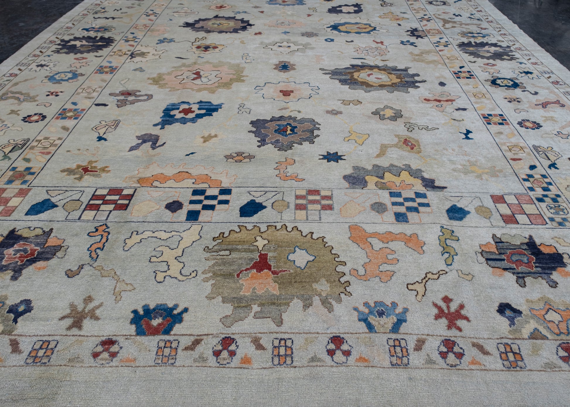 Turkish Old Wool Oushak Rug 13'6" x 19'2" #HS-2098