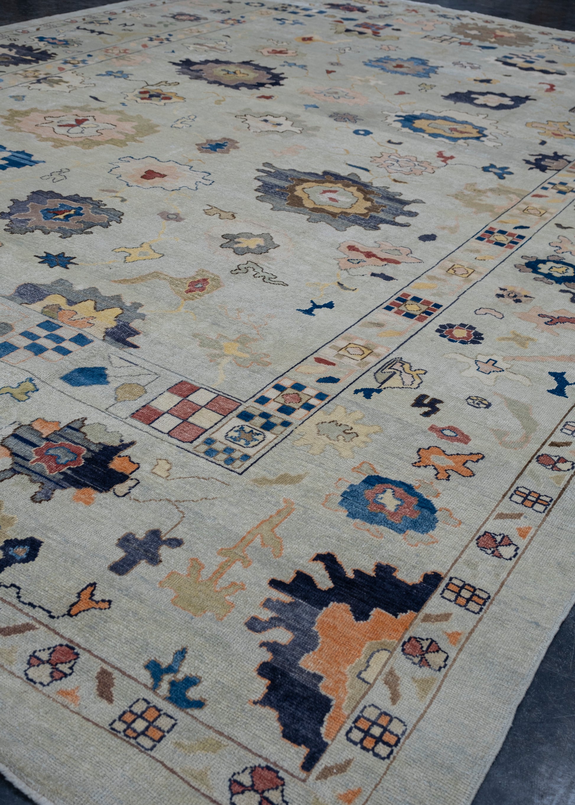 Turkish Old Wool Oushak Rug 13'6" x 19'2" #HS-2098