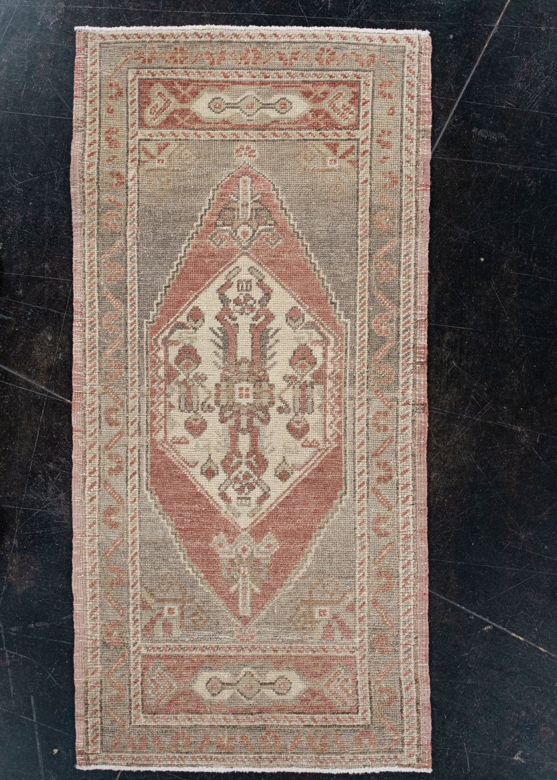 Oriental Hand Knotted Vintage Turkish Mini Rug 1'8" x 3'4" #10604