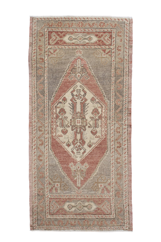 Oriental Hand Knotted Vintage Turkish Mini Rug 1'8" x 3'4" #10604