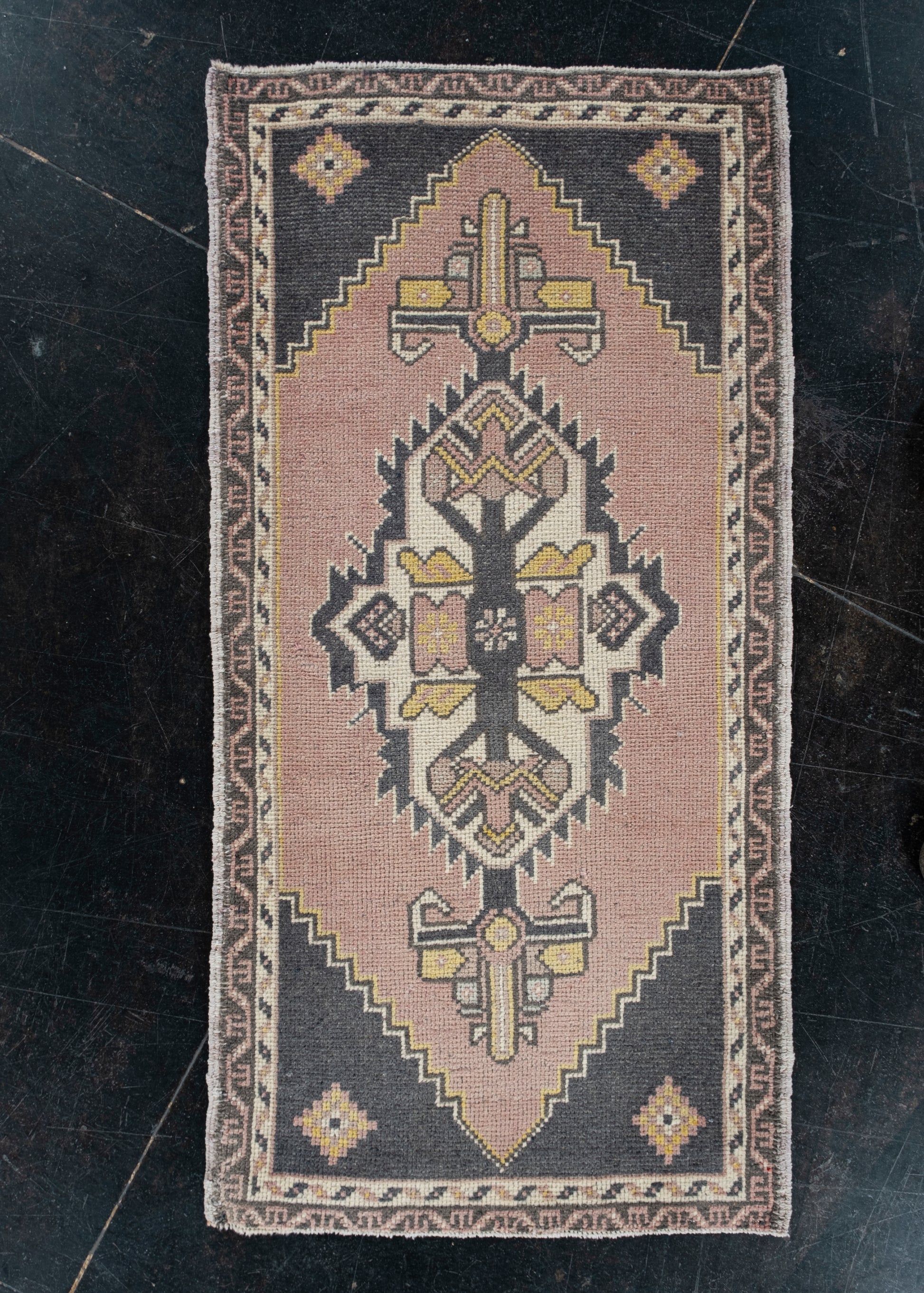 Oriental Hand Knotted Vintage Turkish Mini Rug 1'9" x 3'6" #10062