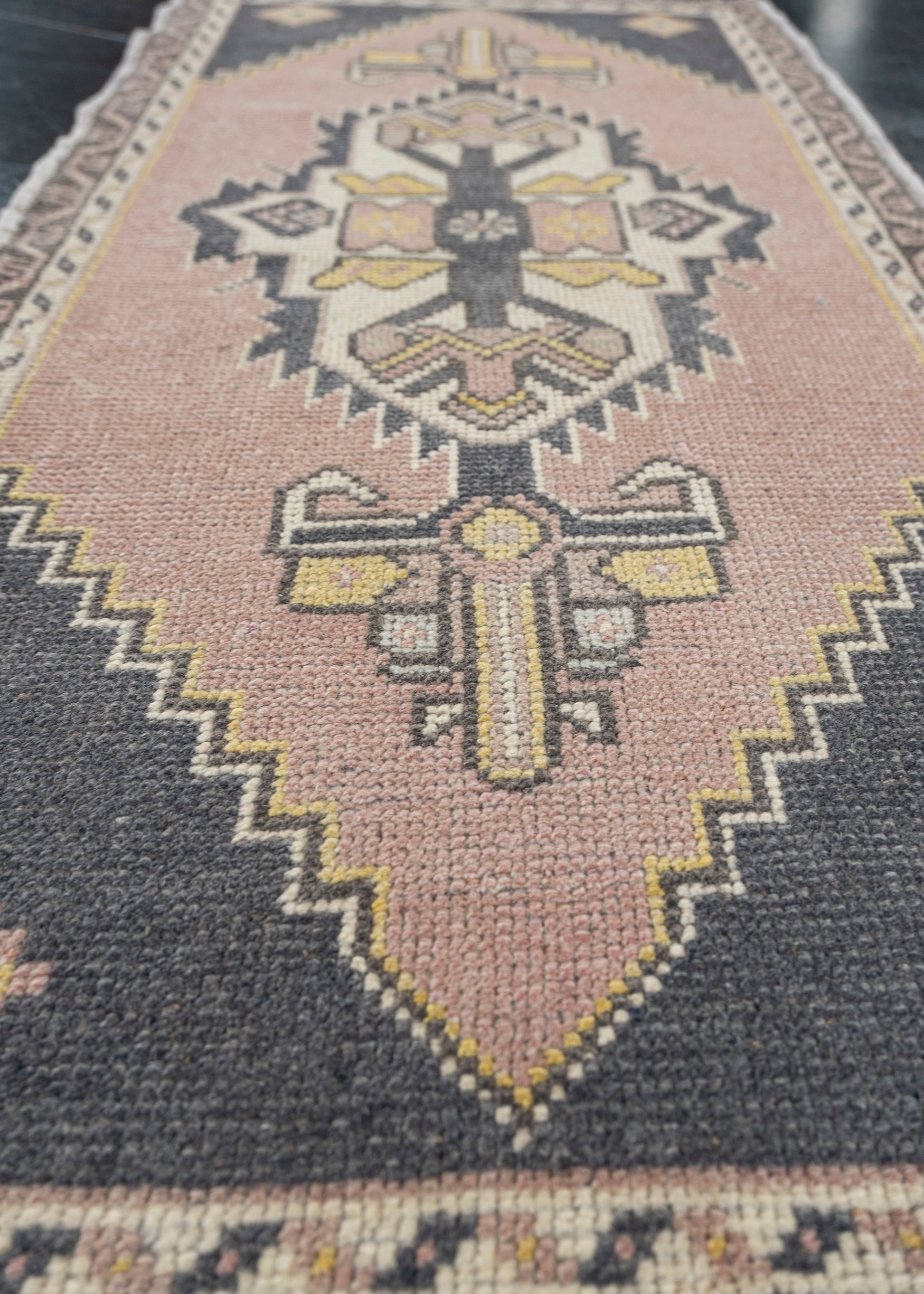Oriental Hand Knotted Vintage Turkish Mini Rug 1'9" x 3'6" #10062
