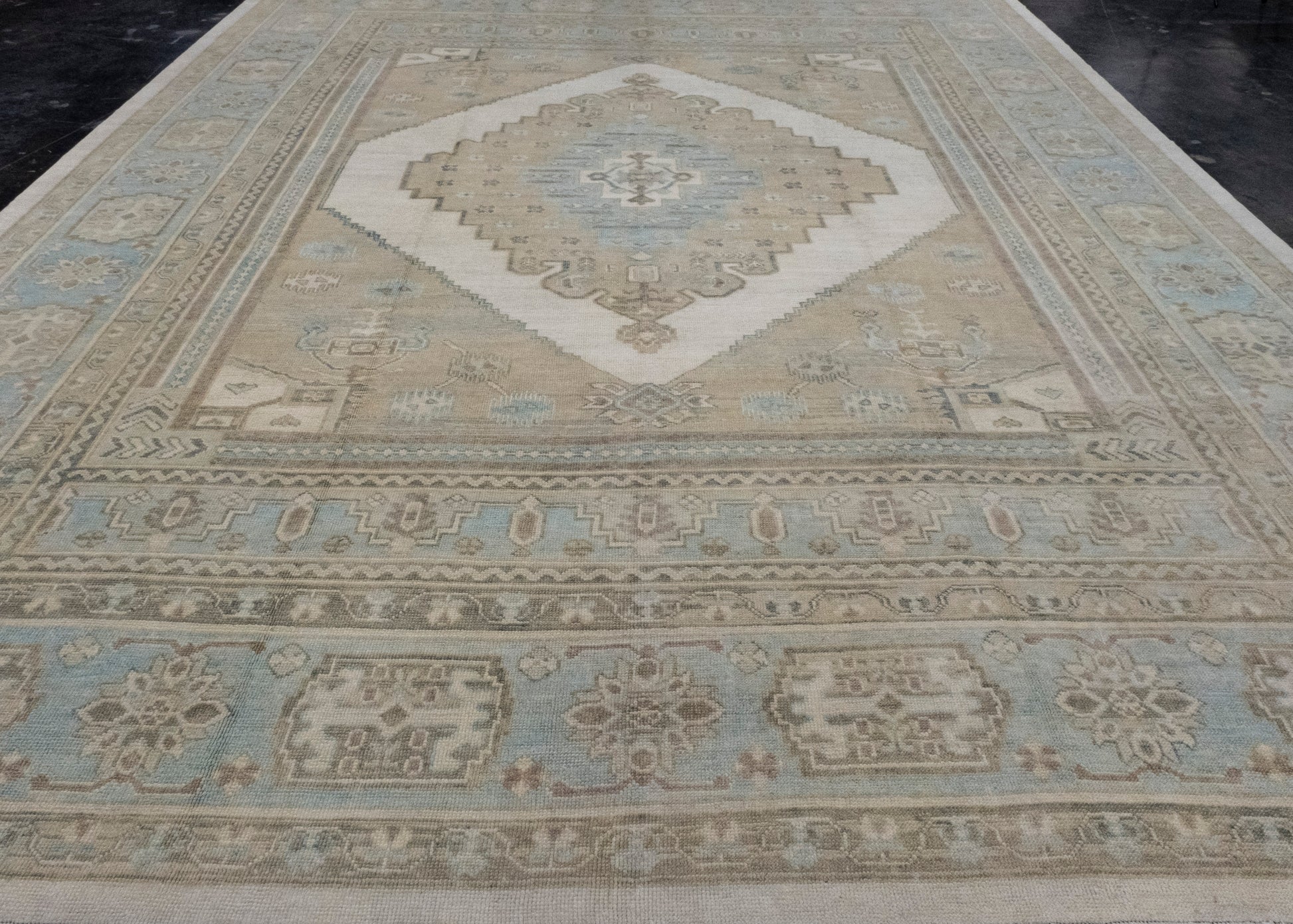 Turkish Antique Look Oushak Rug 12'4" x 15'9" #16785