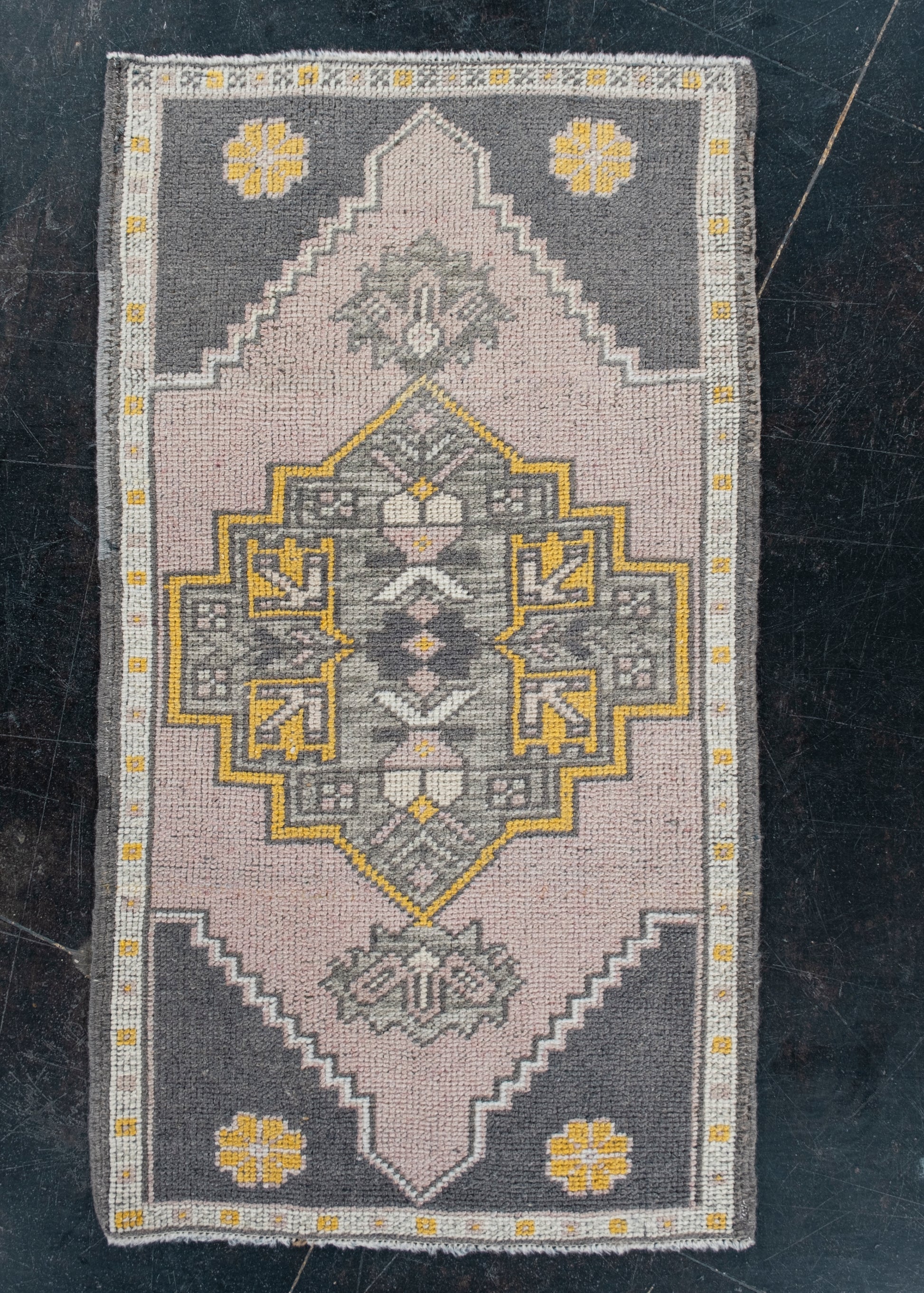 Oriental Hand Knotted Vintage Turkish Mini Rug 1'9" x 3'2" #10700