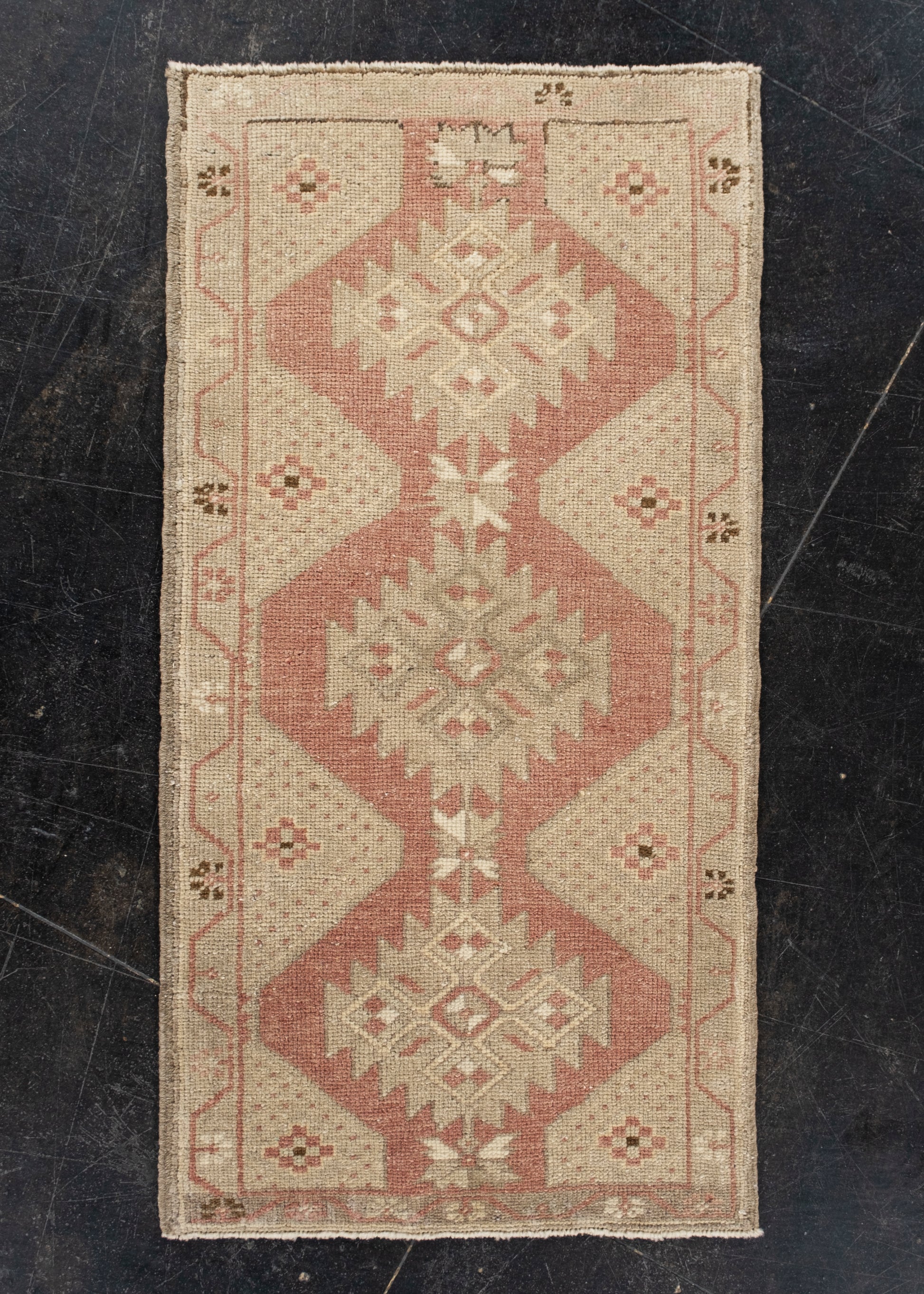 Oriental Hand Knotted Vintage Turkish Mini Rug 1'8" x 3'2" #10638