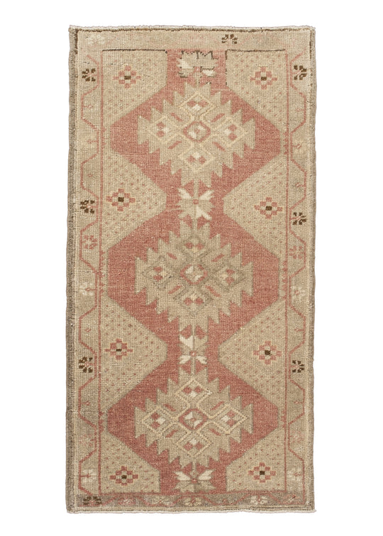 Oriental Hand Knotted Vintage Turkish Mini Rug 1'8" x 3'2" #10638