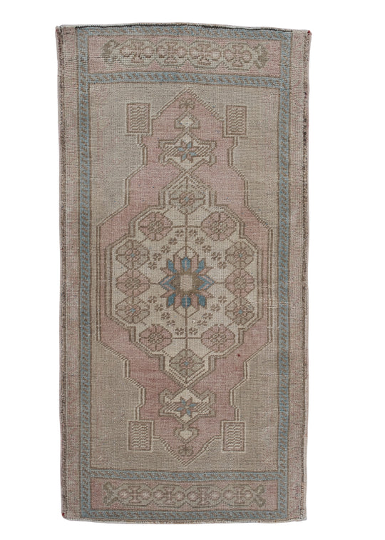 Oriental Hand Knotted Vintage Turkish Mini Rug 1'9" x 3'5" #10135