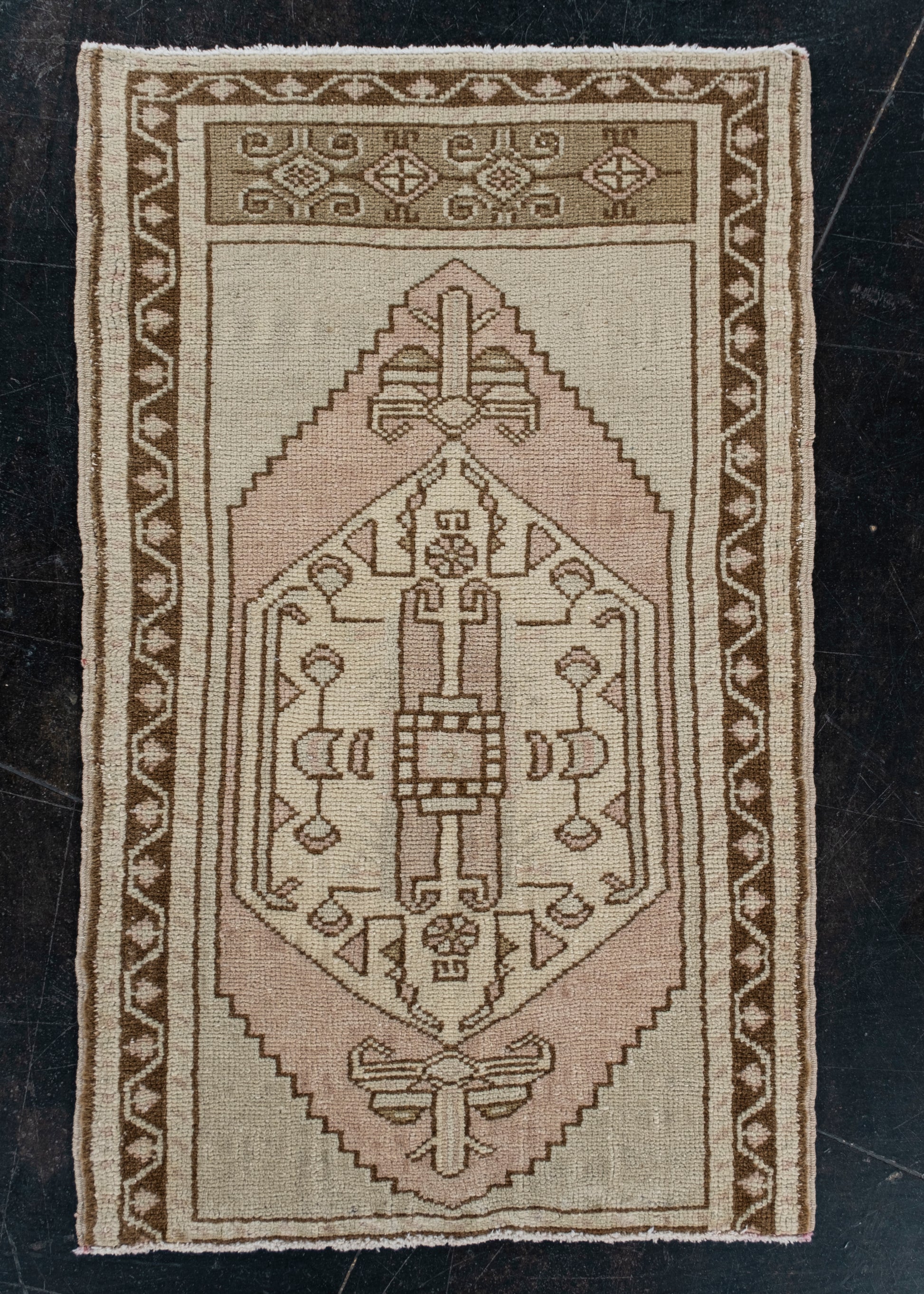 Oriental Hand Knotted Vintage Turkish Mini Rug 1'9" x 2'10" #10572