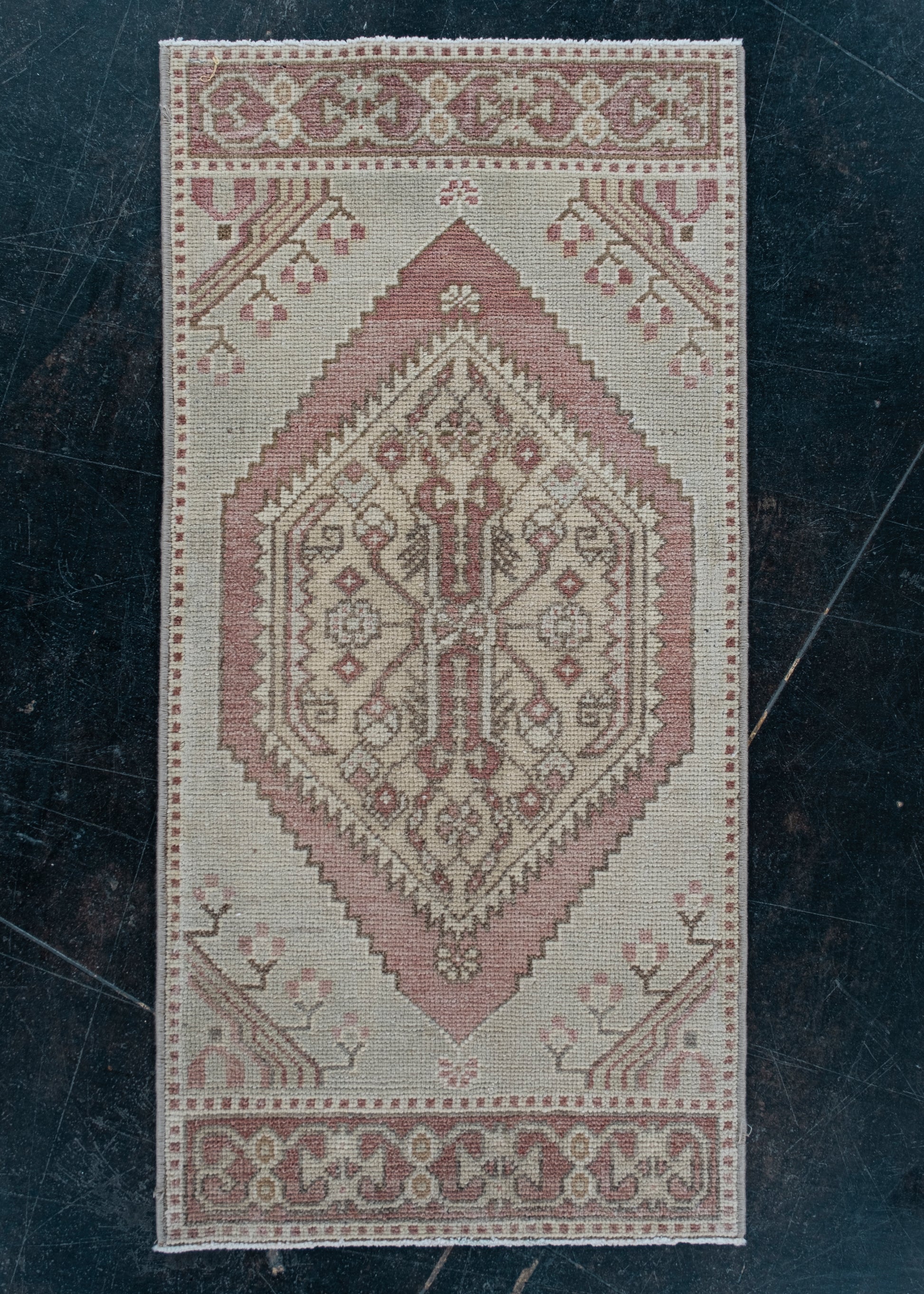 Oriental Hand Knotted Vintage Turkish Mini Rug 1'6" x 3' #10657