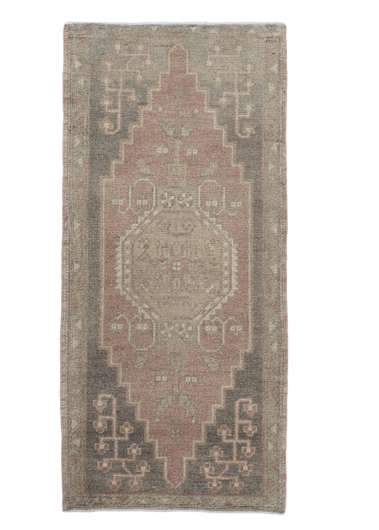 Oriental Hand Knotted Vintage Turkish Mini Rug 1'8" x 3'7" #10263