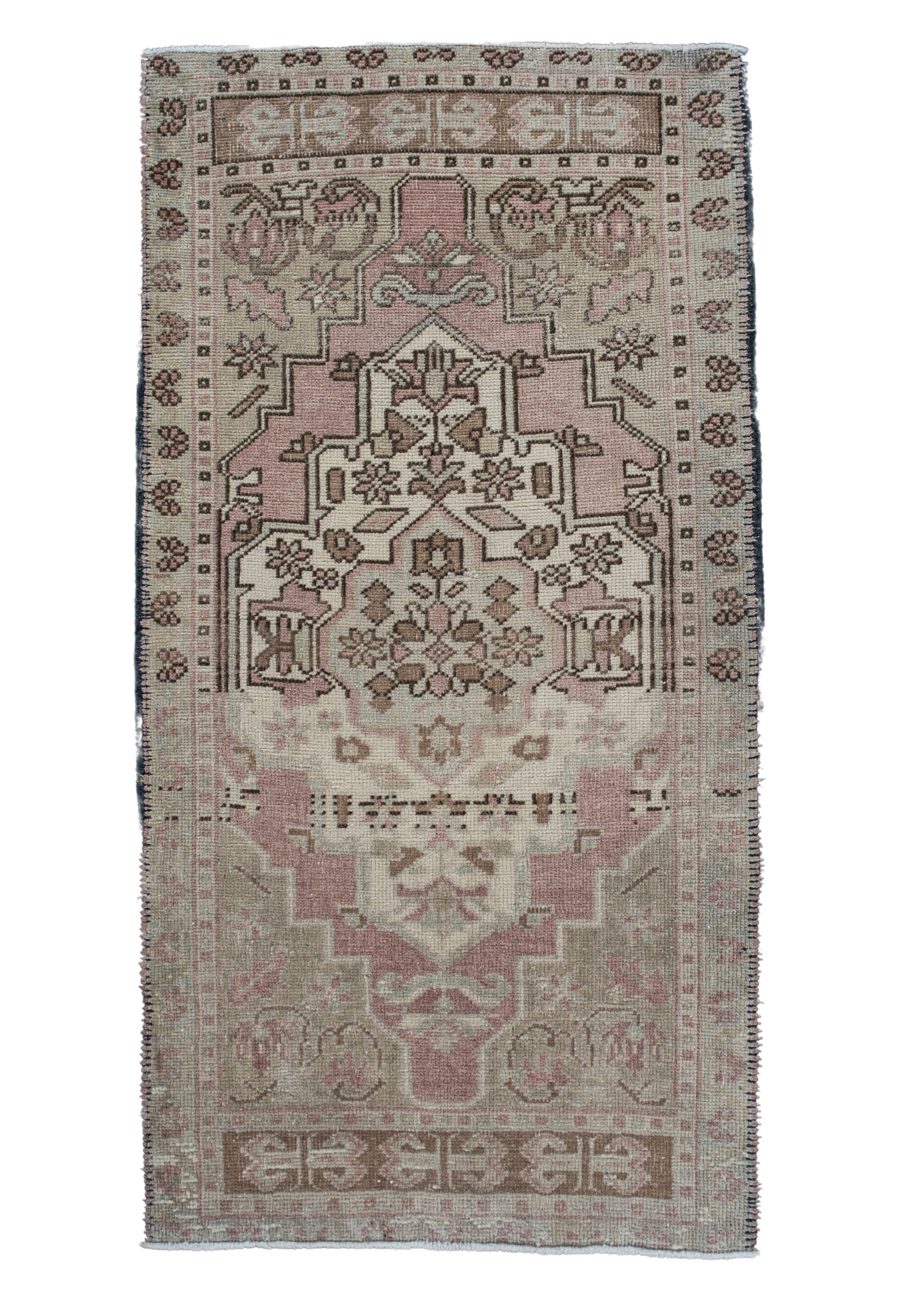 Oriental Hand Knotted Vintage Turkish Mini Rug 1'11" x 3'8" #1006