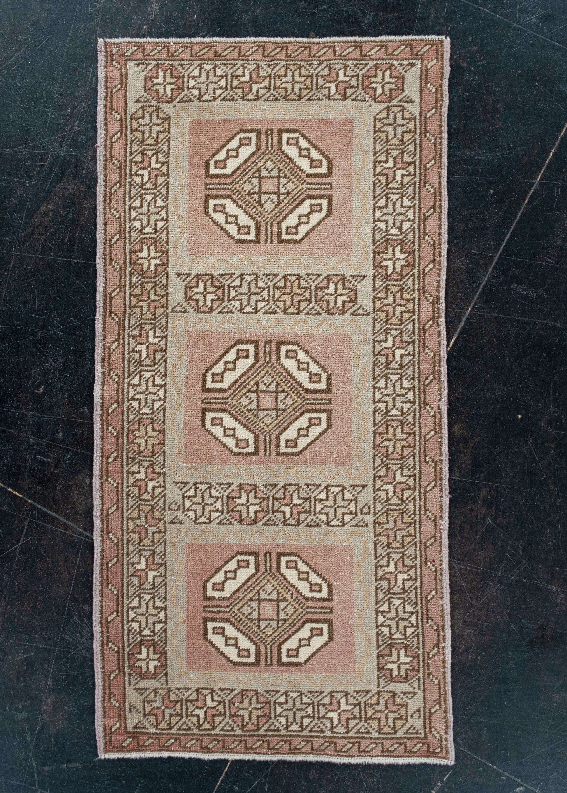 Oriental Hand Knotted Vintage Turkish Mini Rug 1'8" x 3'4" #10284