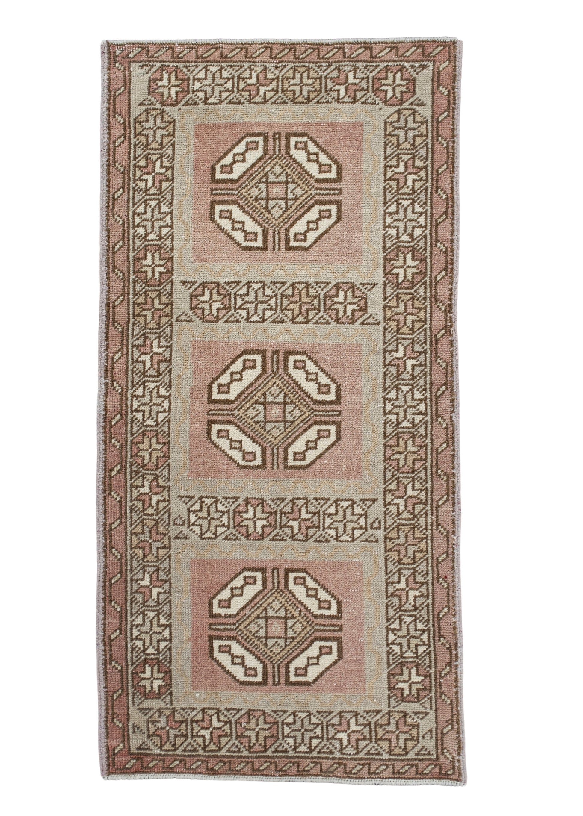 Oriental Hand Knotted Vintage Turkish Mini Rug 1'8" x 3'4" #10284