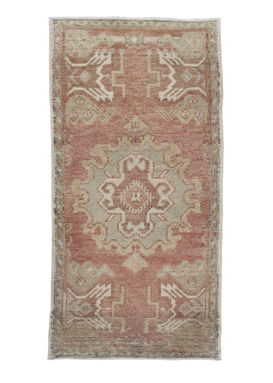 Oriental Hand Knotted Vintage Turkish Mini Rug 1'7" x 3'1" #10655