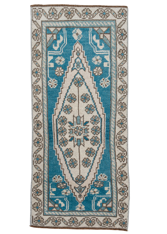 Oriental Hand Knotted Vintage Turkish Mini Rug 1'6" x 3'6" #10641